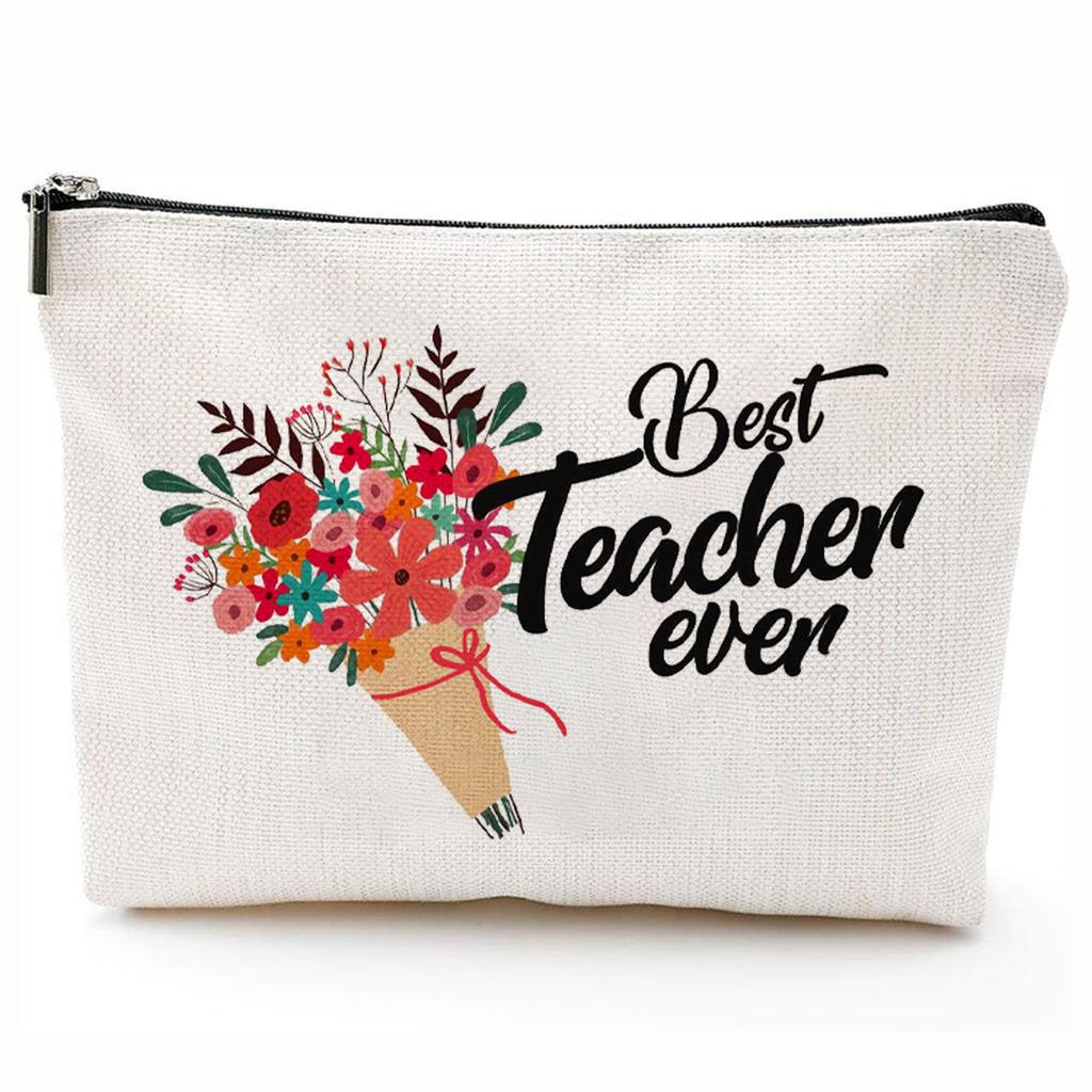 Teacher Gifts Teacher Appreciation Gifts Thank You Teacher Gift Bags Zipper Cosmetic Makeup Bag Canvas Pencil Pouch