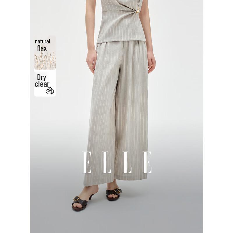 ELLE Women s Wide-Leg Linen Blend Pants XL