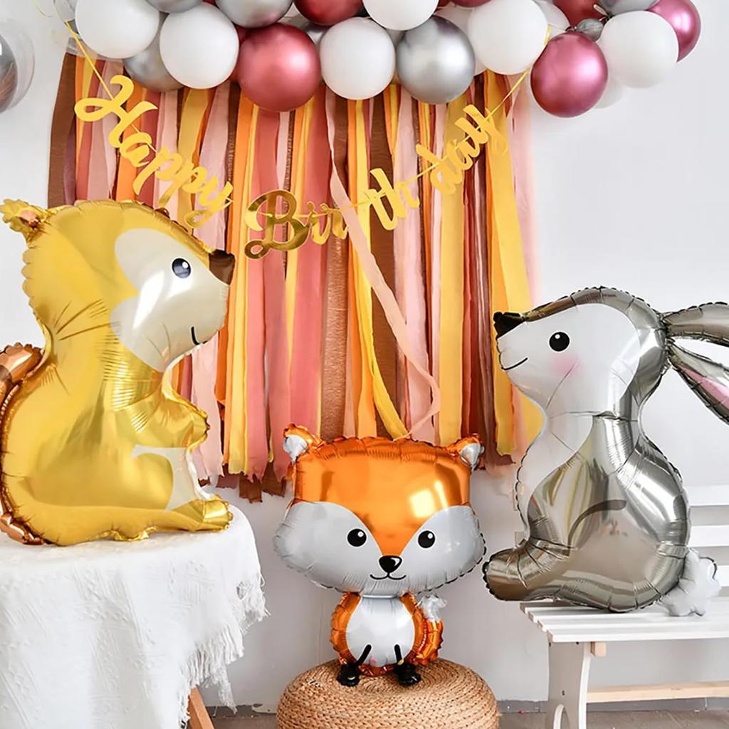 Jungle Wildlife Aluminum Foil Balloon, Cute Fox Hedgehog Bear Balloon Birthday Party Decoration, Forest Party, Children's Gift