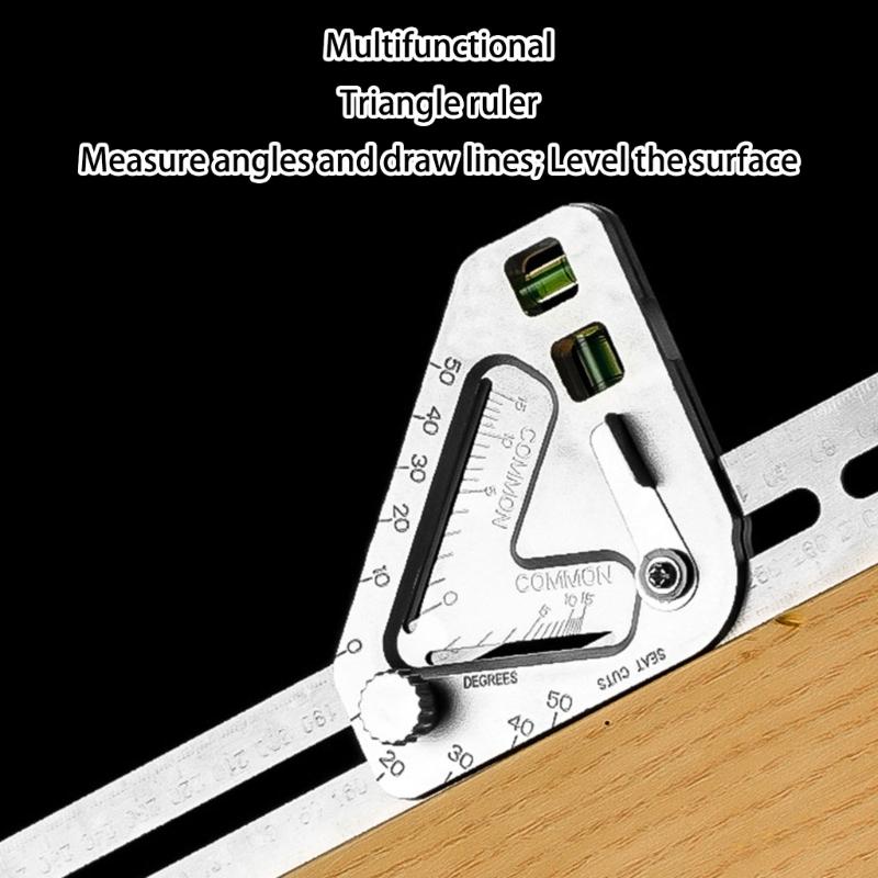 Stainless Carpenter Square Angles Ruler With Angles Measurement Level Detection And Line Marking For Construction