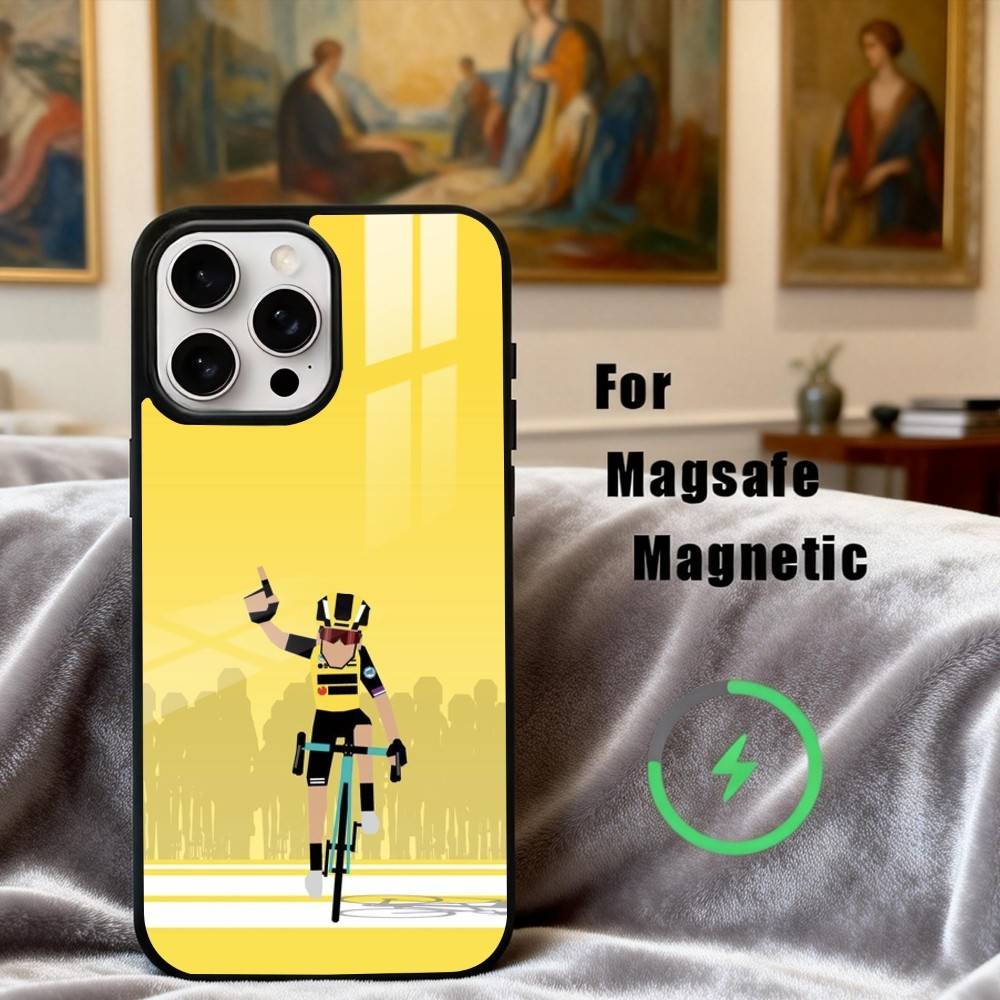 Custodia per Telefono T-Tour De France B-Bike R-Rainbow per iPhone17,16,15,14,13,12,11 Plus,Pro Max Magnetica Per Ricarica Wireless Magsafe