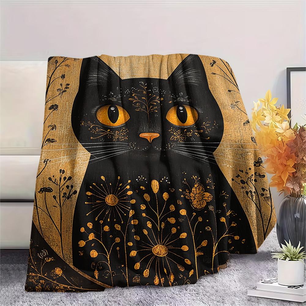 Tabby Cat Print Flannel Blanket, High quality Comfortable for All Seasons, Home Decor, Warmth and Comfort, Perfect for Christmas Gifts