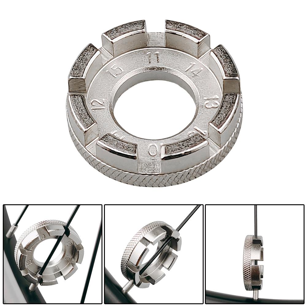 Bikersay Bike Wheel Rim Wrench Mini Adjuster Spanner 8 Way Groove Bicycle Spoke Tension Wrench Bike Demolition Axis Repair Tools