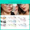 Trendy Summer Fashion Rimless Women's Sunglasses Rectangle Shades With Uv400 Lenses