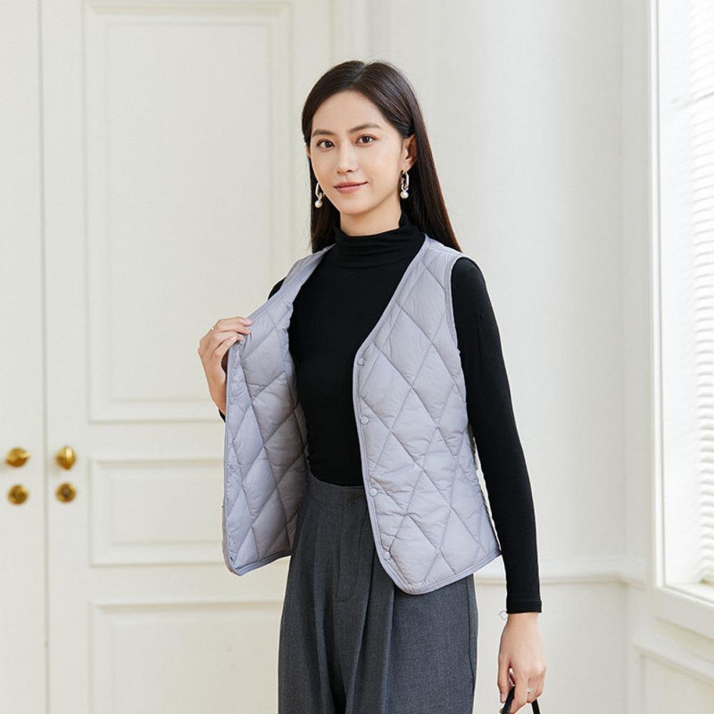 Autumn/Winter Down-Filled Cotton Waistcoat Liner Women's Lightweight Warm Inner Vest Form-Fitting Slimming Underwear Waistcoat