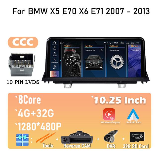 Android 14 For BMW X5 E70 X6 E71 2007 - 2013 Original CCC or CIC System Car Radio Stereo Video Player GPS Navigation Multimedia