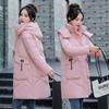 Down cotton-padded clothes for women's medium and long models, new loose and thin cotton-padded clothes, thickened hooded cotton-padded jackets, win