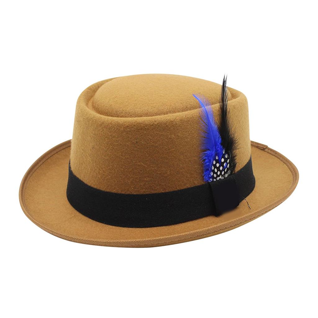 Unisex Round Top Woolen Small Hat, Gentleman Jazz Hat, Holiday Versatile Decorative Hat