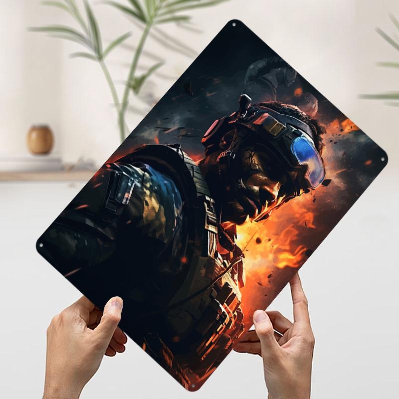 Soldier Combat Zone Printed Poster Customized Wall Art Retro Vintage Metal Tin Signs for Gamer Room Decoration At Home Wand Deko