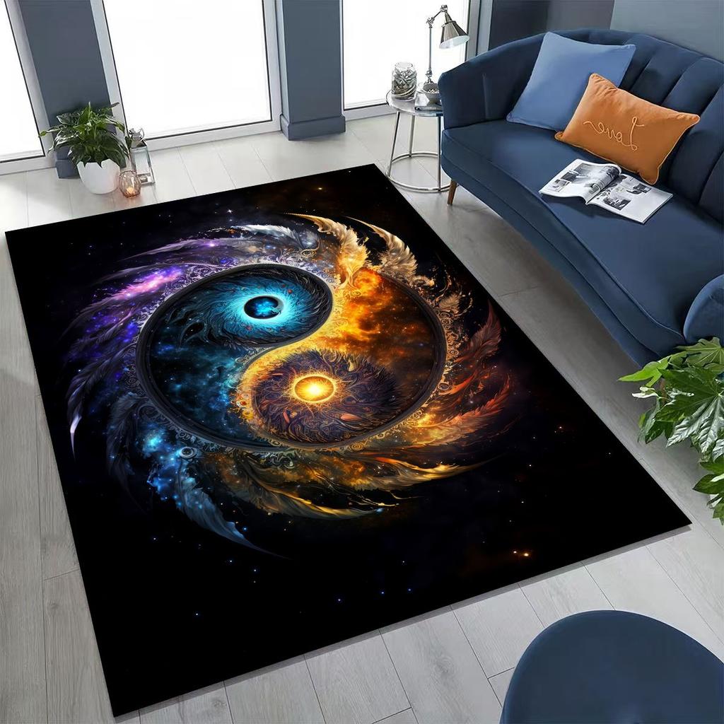 Nature Balance Yin Yang Tai Chi Black White Energy Rug for Bedroom Living Room Sofa Home Doormat Decor,Kids Non-slip Floor Mat