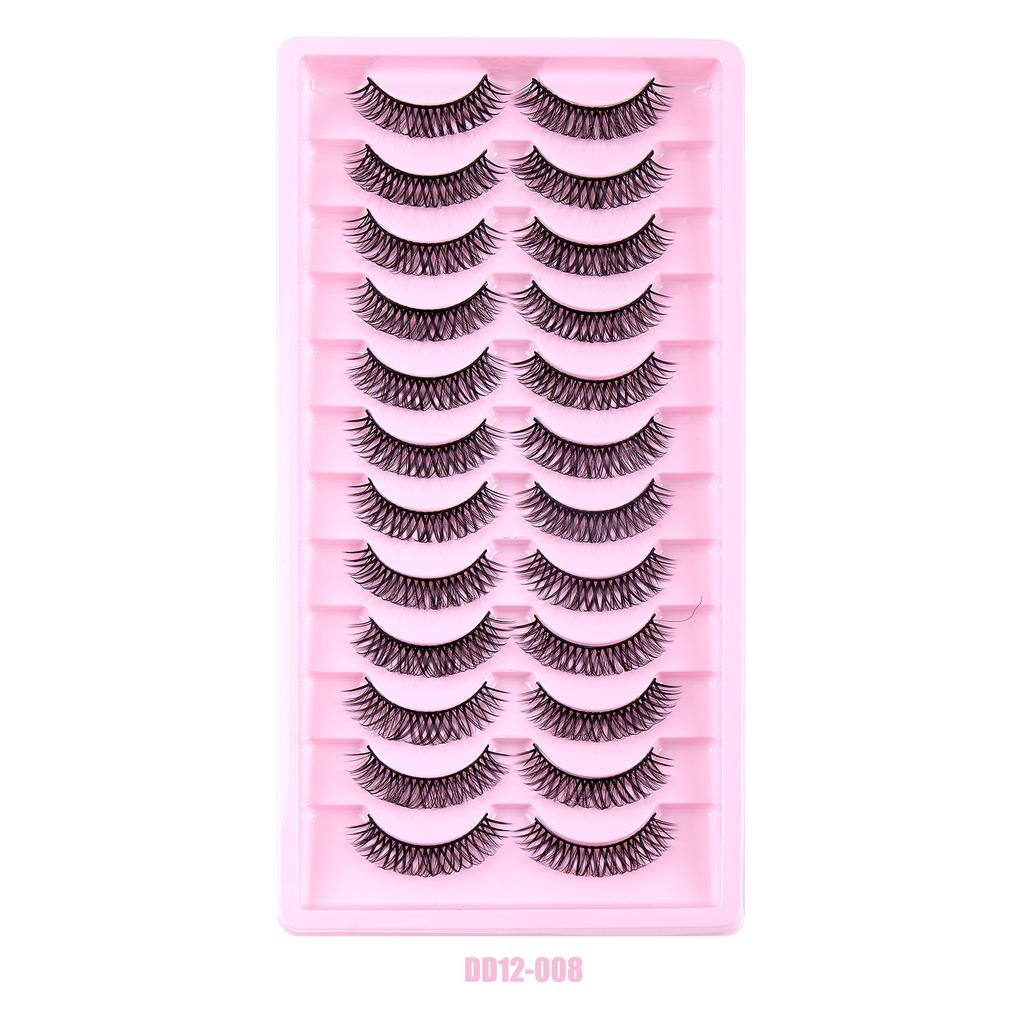 12 Pairs Of Man-Made Fiber False Eyelashes, Multi-Layer Curl Dd Big Curl Eyelashes