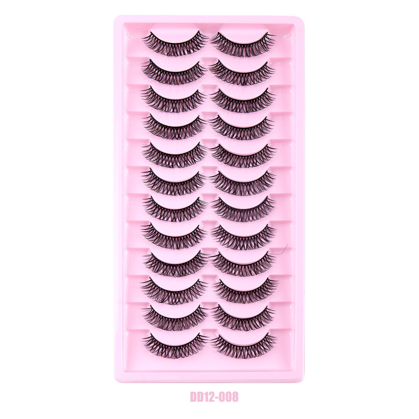 

12 Pairs Of Man-Made Fiber False Eyelashes, Multi-Layer Curl Dd Big Curl Eyelashes