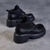 Genuine Leather High-top Platform Ankle Boots with Thick Soles Stylish Lace-up Design British Retro Style