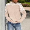 TIFICY Maglioni da Donna Moda Casual Autunno Inverno Stampa Color Block Manica Lunga Collo Alto