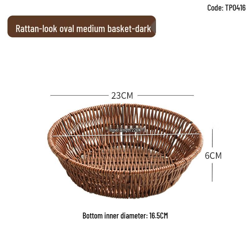 

Set of 5 Dark Imitation Rattan Round Hot Pot Serving Baskets