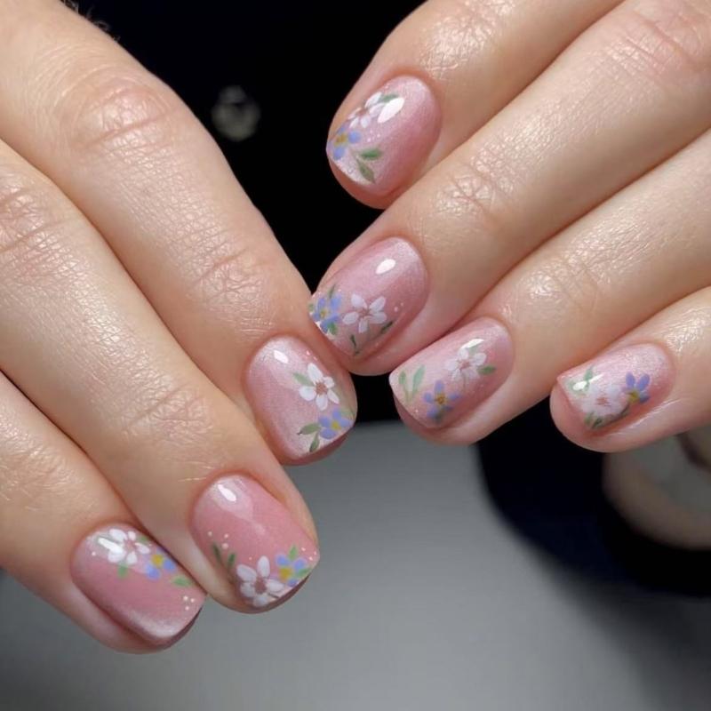 24 Stück Quadratische Aufpressnägel Kleber auf Nagel Französische Falschnageldesigns Künstlicher Nagel Geschenke für Frauen und Mädchen