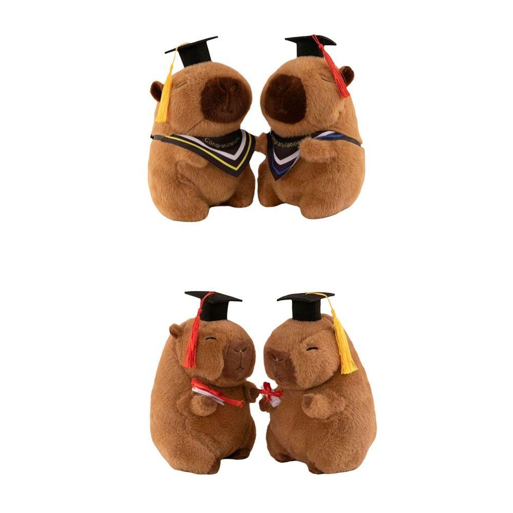 Cartoon Design Graduation Capybara Plush Toy 25 CM Doctor Hat Capybara Party Decor