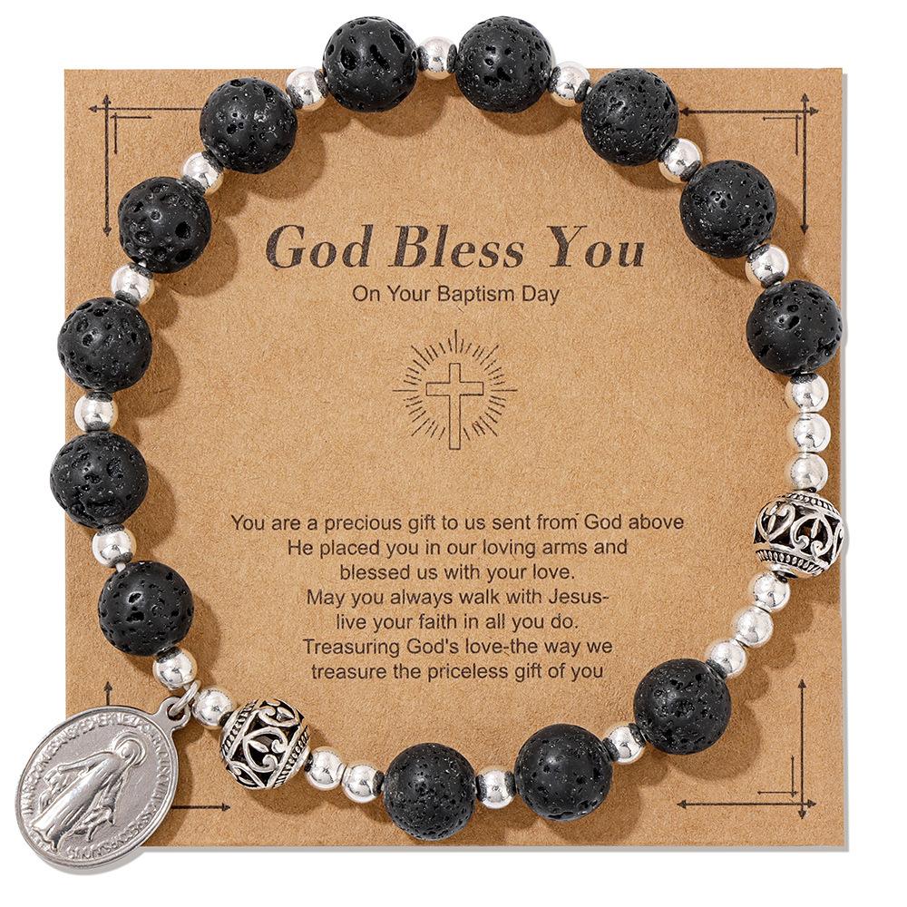 JYL TS Bracelet Cross Pendant Literary Style Boosts Faith & Positive Energy volcanic персидский зеленый