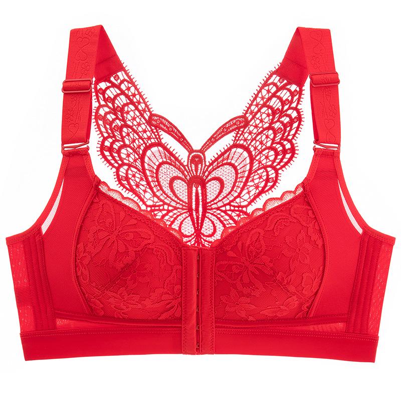 Front Buckle Seamless Underwear Thin Section Women's Big Breasts Small Beautiful Back Adjustable Large Size Bra Gather and Close The Breast Bra