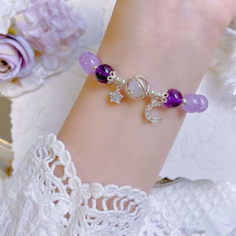Kadın Kızlar İçin Moda Kristal Opal Boncuklu Bileklik Tatlı Yıldız Ay Zincir Uçlu Charm Bileklikler Kelepçe Takı Parti Hediyeleri