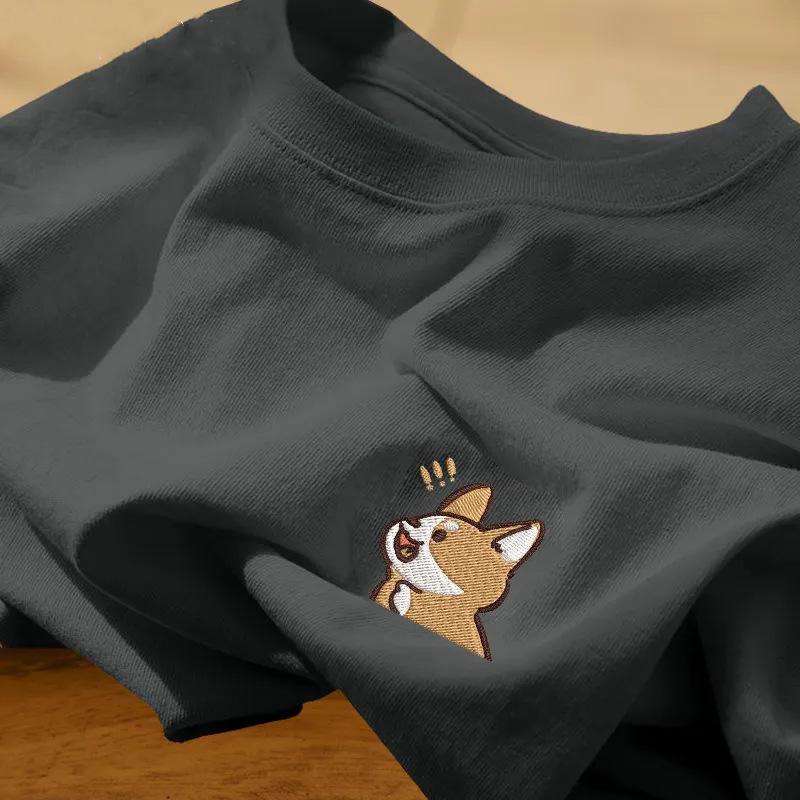 

100% хлопок, ретро мультяшный принт, футболка с коротким рукавом для пары, летняя, свободного кроя, женский минималистичный стиль. L (101-115 catty)