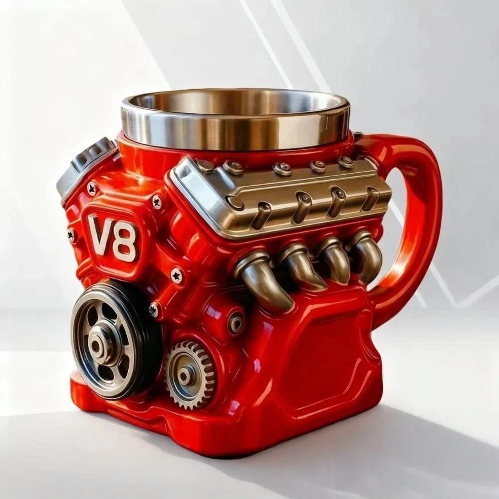 Retro V8 Motory Nerezový hrnek s uchem Izolace Hrnček do auta Dárky pro muže a chlapce