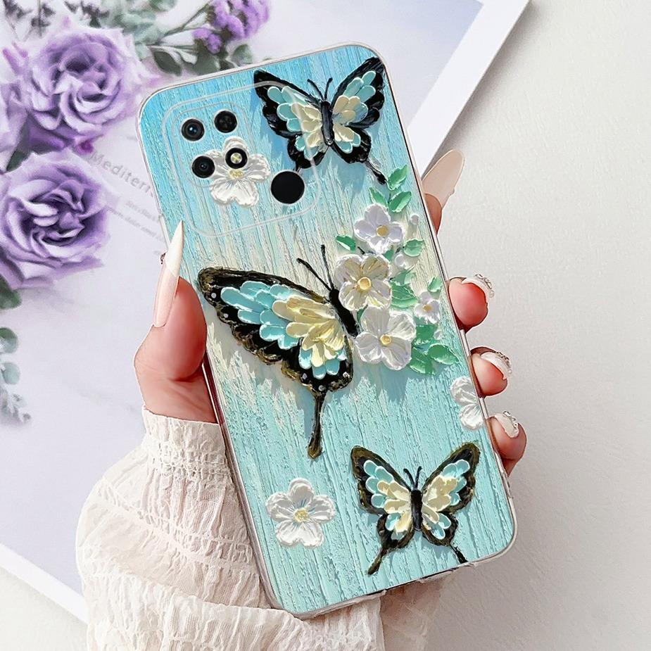 For Xiaomi Redmi 10C Case Cute Cat Luxury Butterfly Painted Cover 6.71'' Soft Silicone Case For Xiaomi Redmi 10C Redmi10C Fundas