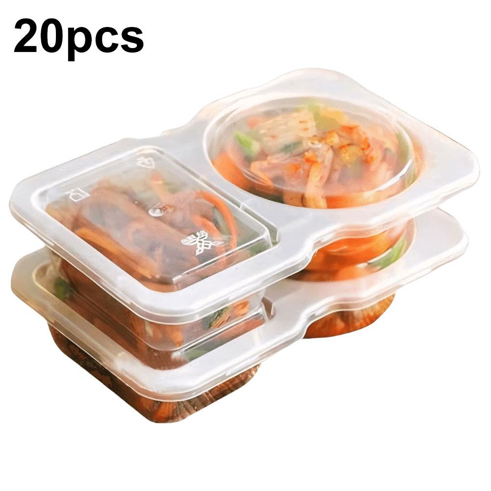 Double Compartment Transparent Dressing Containers Reusable Stackable Storage Snack Containers Leakproof for Home School