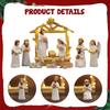 Lighted Up Resin Holy Family Statue Christmas Festival Decor Miniature Centerpiece for Living Room Table Decoration