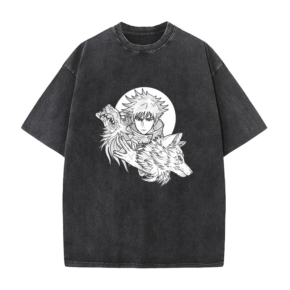 

Anime Jujutsu Kaisen Fushiguro Megumi Graphic Tshirt Men Women High Quality Washed T-shirts Harajuku Male Oversized Cotton Tops XXL чорний
