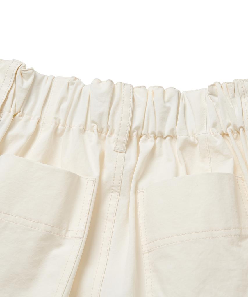 COTTON BELL Two-Button Wide Slim Pants - Ivory