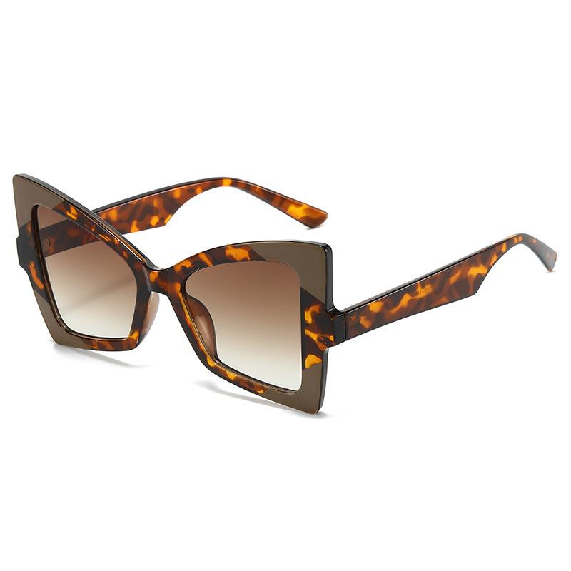 Retro Leopard Print Gradient Cat Eye Women Sunglasses Brand Color Contrast Frame Design Punk Style Men Sun Glasses Uv400