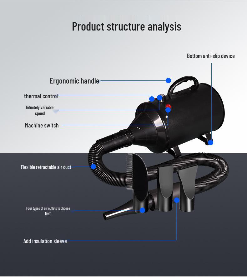 Adjustable Speed Pet Dryer with Nozzle: Dog Beauty Blower & Pull Dryer
