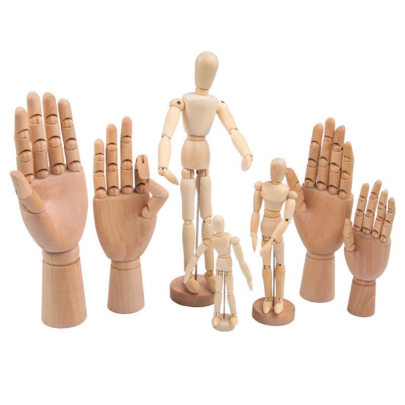 12" Flexible Wooden Mannequin for Art Drawing - Movable Jointed Hand Puppet Model