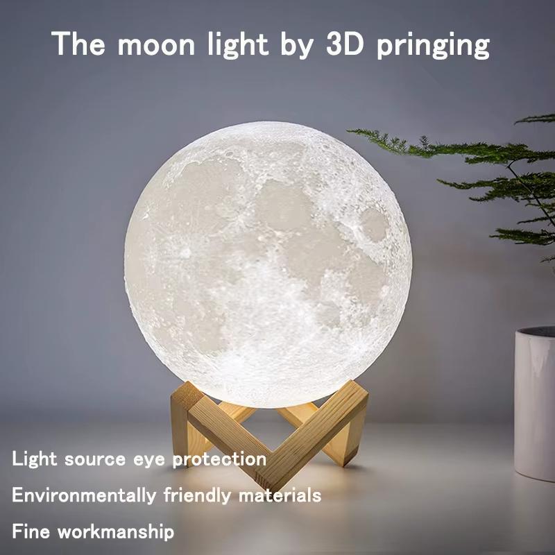 8cm LED Night Light 3D Moon Lamp Rechargeable Color Change Lamp Girl Boy Child Birthday Gift for Bedroom Party Indoor Decoration