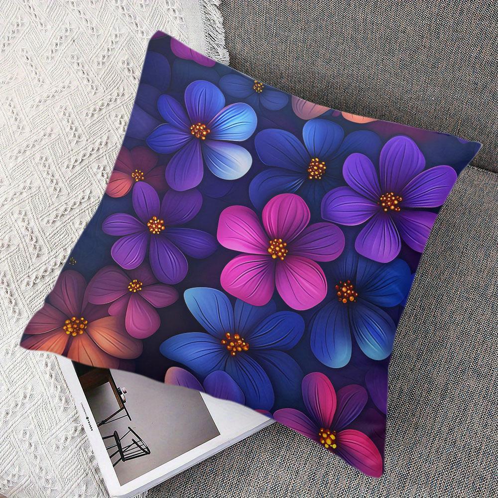 Vivid Floral Square Jacquard Pillow Cover for Sofa Office Waist Cushion Cover Home Decorative Pillowcase