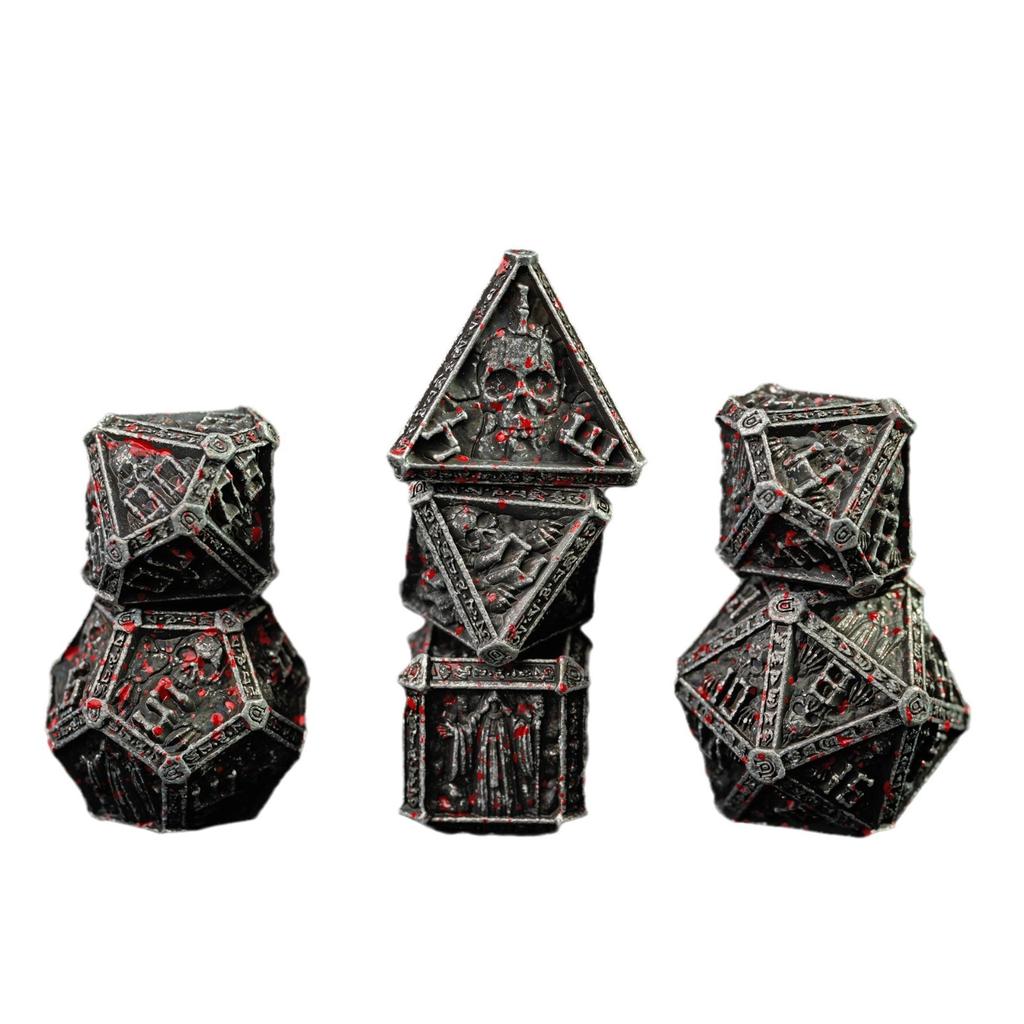 Mystery Skull Metal DND Dice Set for Dungeons and Dragons, Unique Magic RPG Role Playing Game Accessories Gifts