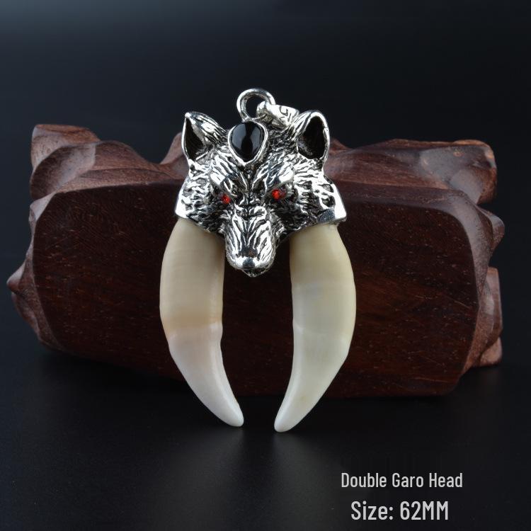 Sterling Silver Wolf Tooth Pendant Necklace: Real Wolf Dog Tooth Tip, Men's & Women's Retro Tibetan Silver Long Necklace.