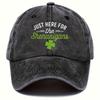 Just Here For The Shenanigans Shamrock Baseball Cap Vintage Washed Dad Hat Adjustable Unisex Casual