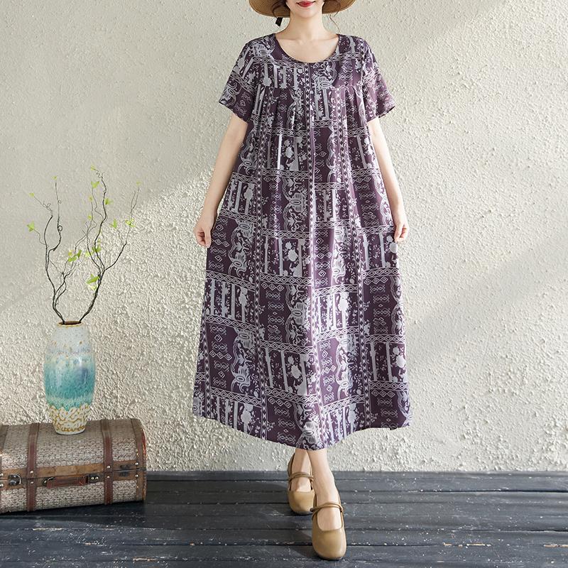 Letné oversize šaty Elegantné dámske dlhé šaty s krátkym rukávom Plus veľkosti