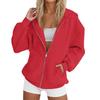Women's Long Sleeve Solid Color Hooded Sweatshirt Jacket