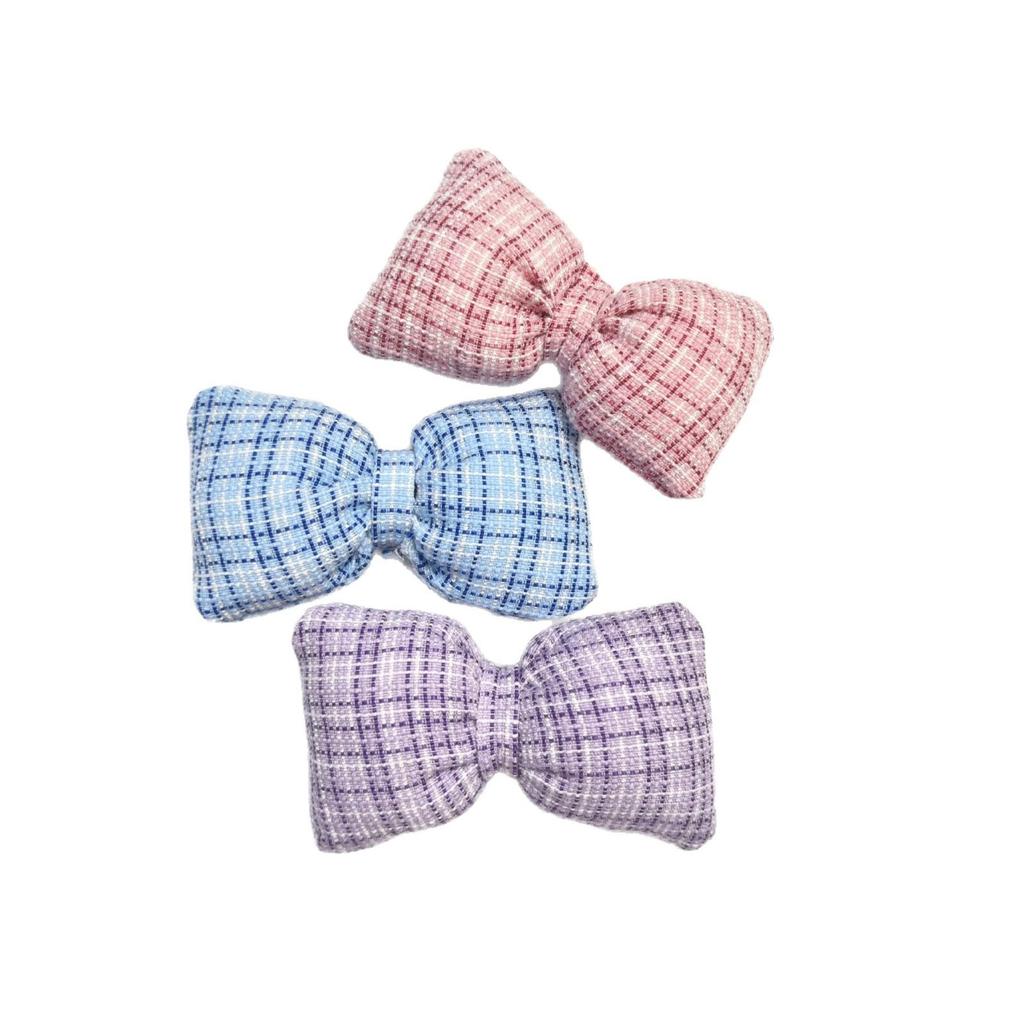New Cotton-Filled Plaid Bow Knot Hair Clip & Scarf Decoration - Korean Style DIY Jewelry