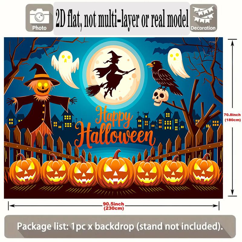 Party Backdrop Halloween Flat Banners Scary Pumpkin Witch Celebrations Wedding Enthusiasts Photo Booth Background Front Door Decor