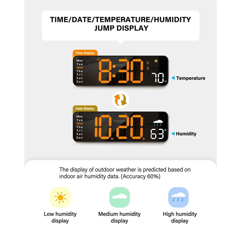 M-Modern-Digital Wall Clock With Remote Control Large LED Display Alarm Clock For Office, Classroom, Bedroom