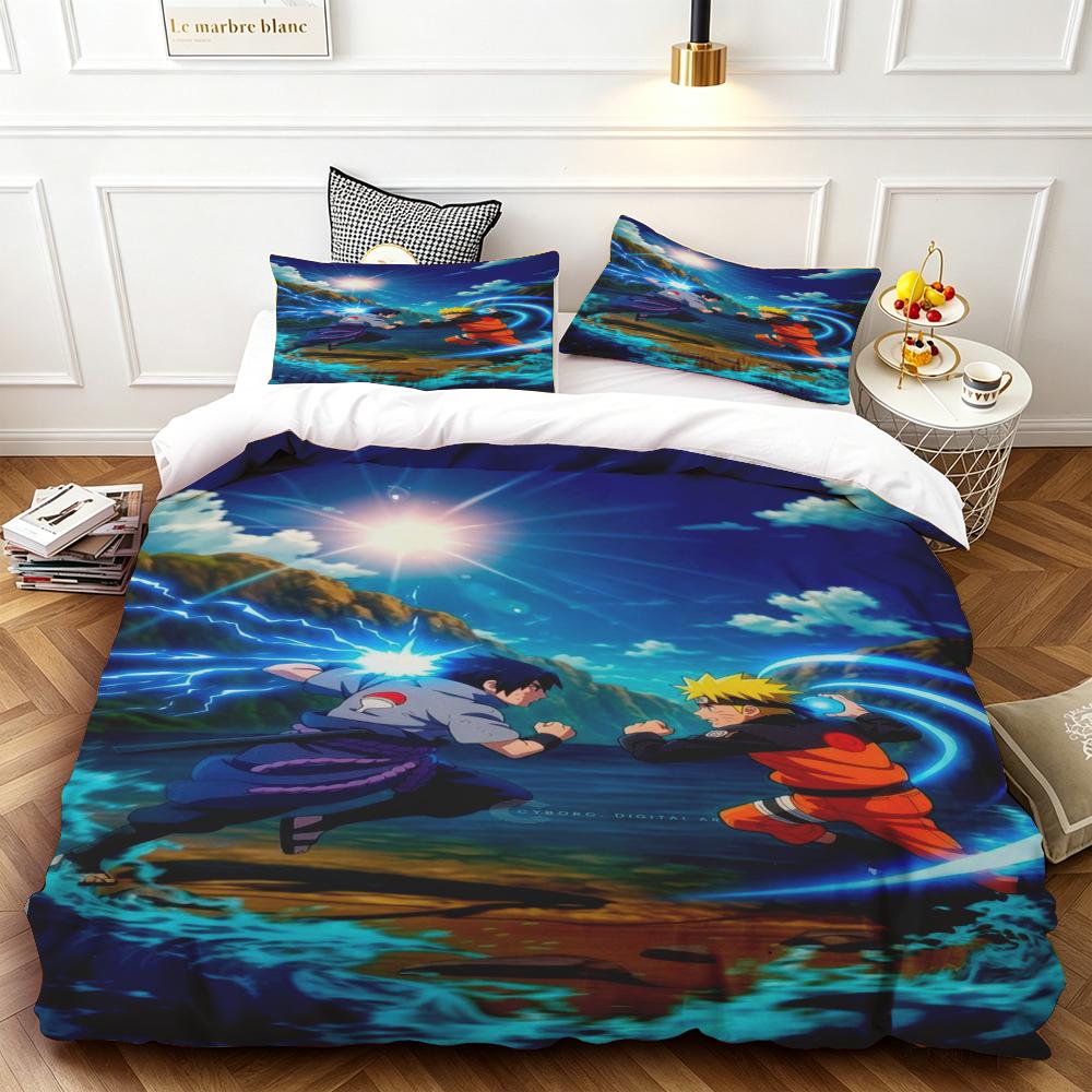 Child Duvet Cover Set Naruto Cartoon Quilt Cover Bedding Set Soft and Comfortable for Bedroom Gifts Queen King