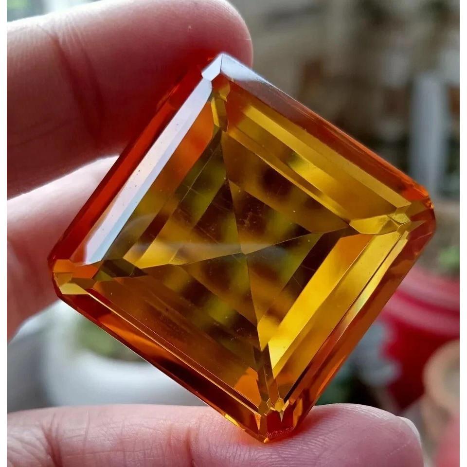 Shinny Tourmaline Amazing Orange 120+ Ct Square Beautiful Certified Gemstone