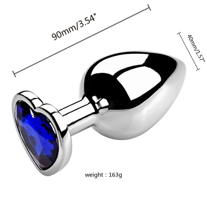 Stainless Steel Anal Plug Heart Shape 3 Sizes Crystal Anal Plug Removable Butt Plug Stimulator Anal Sex Toys Prostate Massager