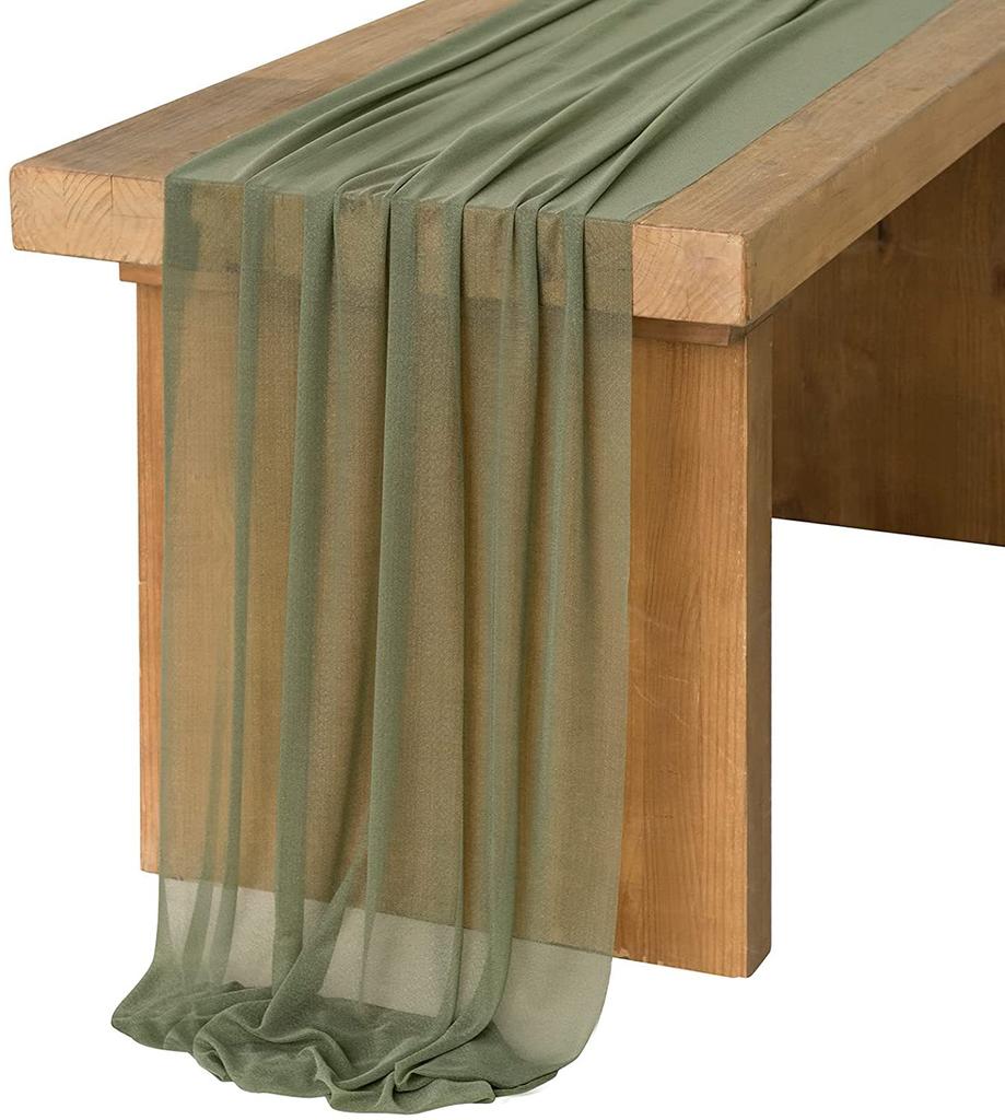 2pcs Chiffon Able Runner Solid Colorful Rustic Americal Wedding Party Bridal Show Birthday Home Christmas Home Tables Decoration