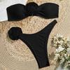 Three-Dimensional Floral Bikini Set: Bandeau Top & Triangle Bottoms