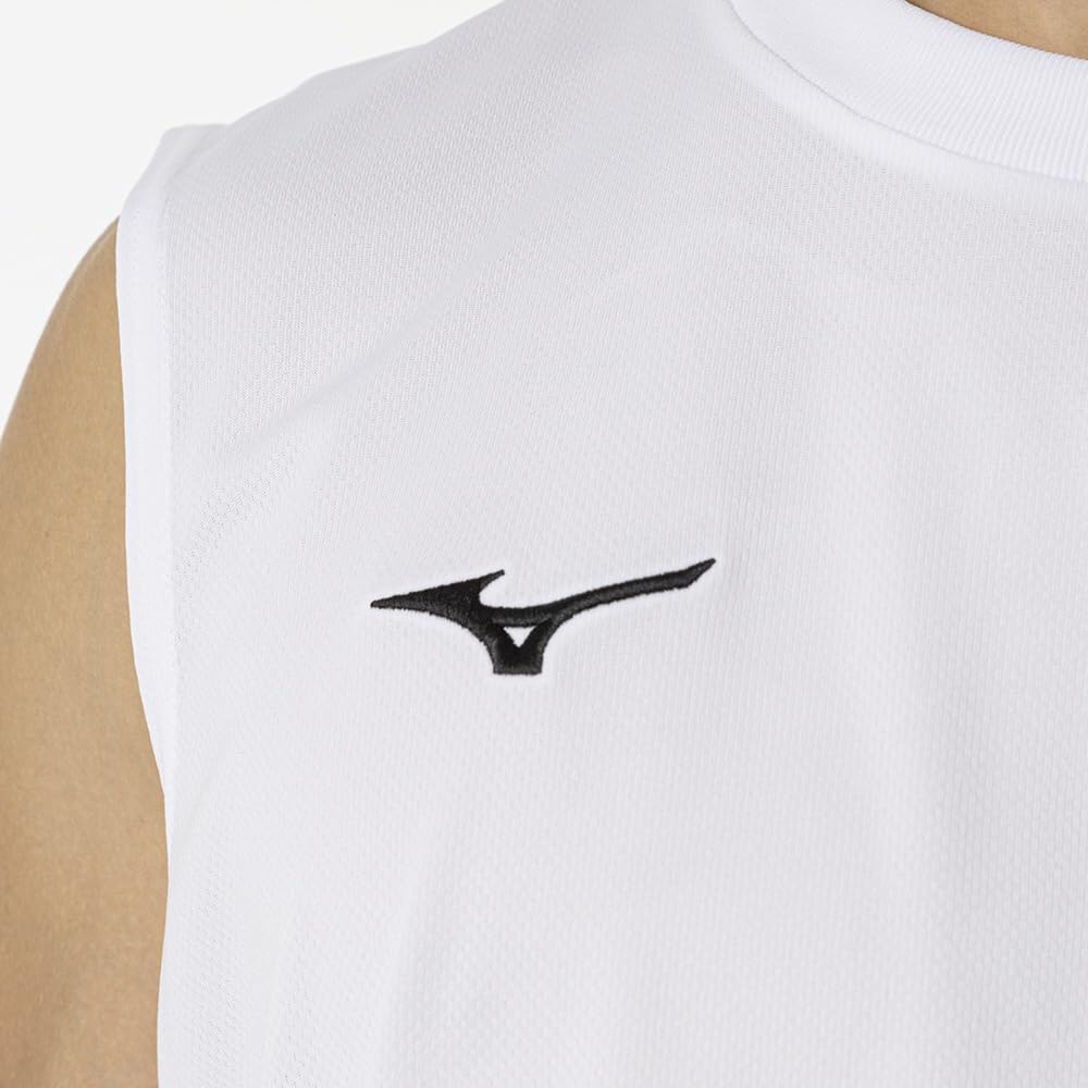 Mizuno NaviDry Training Tank UPF Men's Top, Sleeveless, U-Neck, Moisture-Wicking, Quick-Drying, 15, White/Black